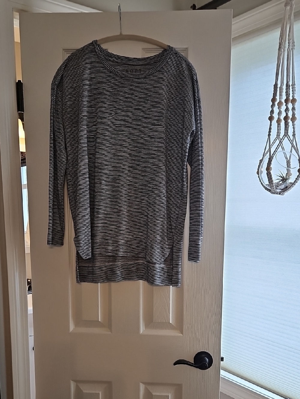 Loft Size Small Striped Long Sleeve Tunic Top - Navy & White